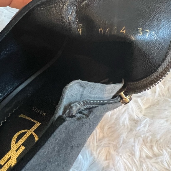 YSL gray suede lace up back wedges - Picture 7 of 8